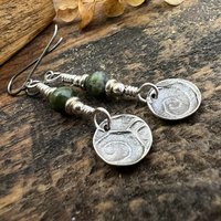 Shamrock Earrings, Connemara Marble, Irish Shamrock, Irish Celtic Jewelry, Clover Earrings, Sterling Silver, Silver and Green, Anniversary