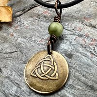 Bronze Trinity Knot, Triquetra, Wax Seal Charm, Connemara Marble, Irish Celtic Jewelry, Pagan, 8th Anniversary, Triple Goddess, Celtic Witch