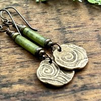 Celtic Knot, Bronze Earrings, Triquetra, Irish Celtic Jewelry, Connemara Marble, Celtic Knots, St Patrick's Day, Eternity, Triple Goddess