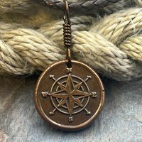 Compass Rose, Copper Pendant, Sailing Gifts, Nautical Jewelry, Men's Jewelry, Sailor Necklace, 7th Anniversary, Protection Talisman