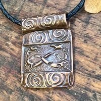 Celtic Hounds, Copper Pendant, Irish Celtic Jewelry, Celtic Knots Spirals, Earthy Rustic Jewelry, Leather Vegan Cords, Irish Dogs Wolfhounds