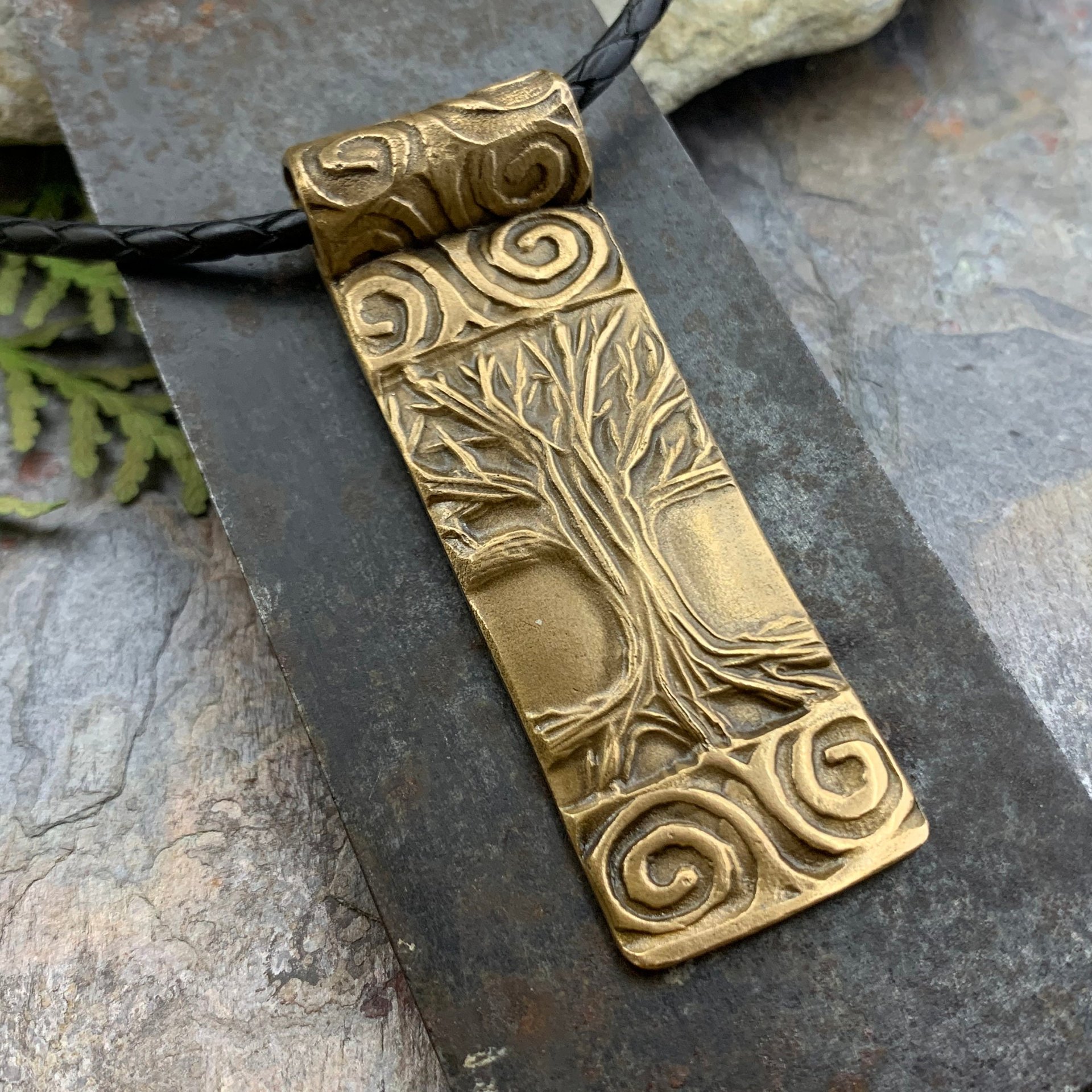 Celtic Tree of Life, Bronze Tree Pendant, Hand Carved Art Jewelry, Irish Celtic Spirals, Crann Bethadh, 8th Anniversary, Soul Harbor Jewelry