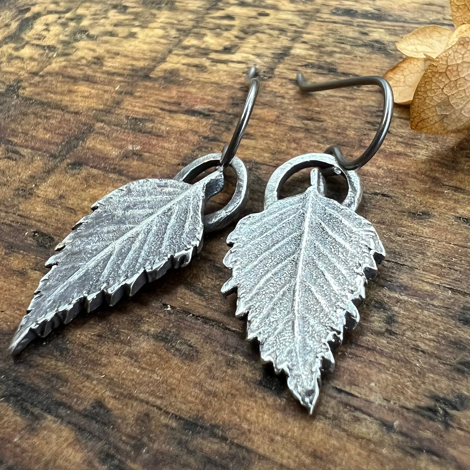 Sterling Silver, Birch Leaf Earrings, Birch Leaves, Sacred Trees, Irish Celtic Jewelry, Hypoallergenic, Niobium Ear Wires, Tiny Leaf