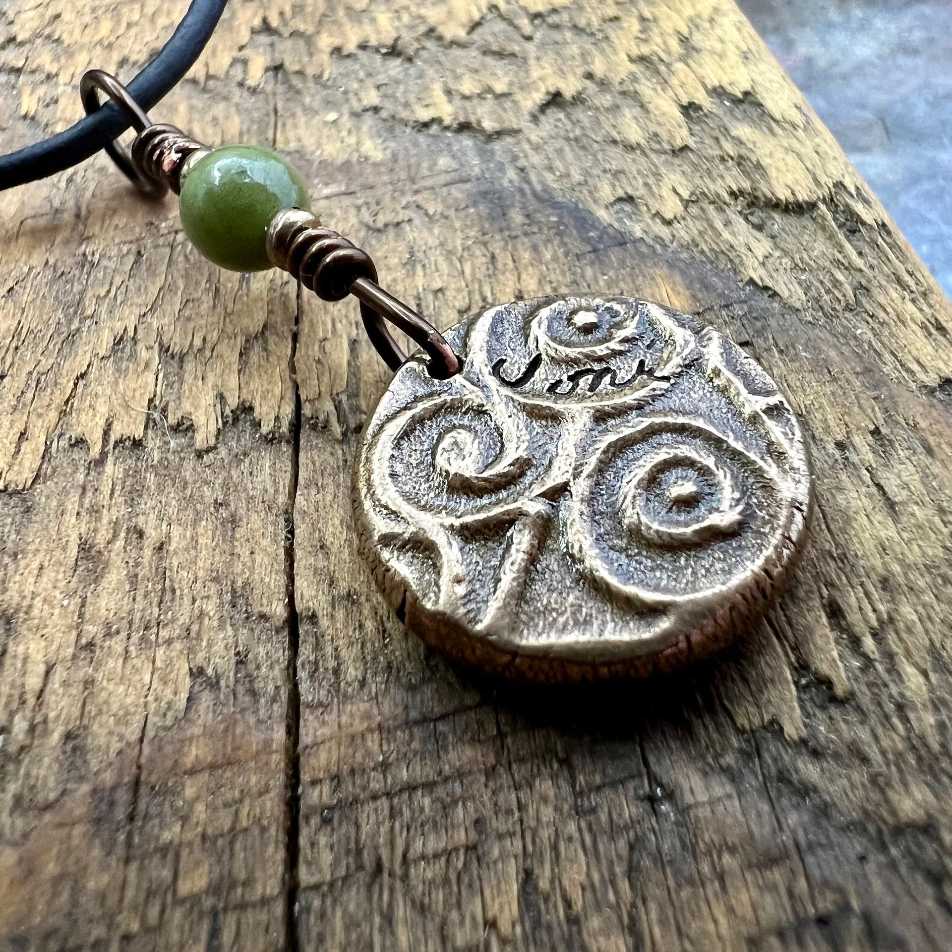 Bronze Claddagh Charm, Wax Seal Charm, Connemara Marble, Irish Celtic Jewelry, Pagan, 8th Anniversary, Love, Friendship, Loyalty, Handmade