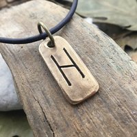 Hagalaz Rune Charm, Bronze Rune Pendant, Viking Rune Jewelry, Nordic Norse, Hand Carved, Leather & Vegan Cords, Elder Futhark, Handmade Art