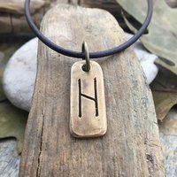 Hagalaz Rune Charm, Bronze Rune Pendant, Viking Rune Jewelry, Nordic Norse, Hand Carved, Leather & Vegan Cords, Elder Futhark, Handmade Art