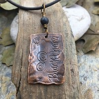 Blackthorn Ogham Charm, Copper Pendant, Celtic Trees, Connemara Marble, Hand Carved, Irish Celtic Spirals, Druid Sacred Trees, Irish Marble
