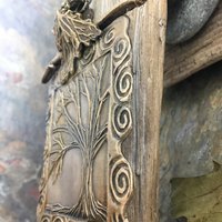 Celtic Tree of Life, Bronze Tree Necklace, Hand Carved Art Jewelry, Large Statement Pendant, Irish Celtic Spirals, Soul Harbor Jewelry