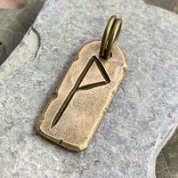 Wunjo Rune, Nordic Runes, Bronze Rune Pendant, Viking Runes, Rune Charms, Rune Jewelry, Nordic Jewelry, Elder Futhark, Viking Jewelry