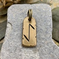 Eihwaz Rune, Bronze Charm Pendant, Men's Viking Jewelry, Handmade Hand-carved, Unisex Charms, Ancient Pagan, Norse Nordic Gifts, Cords Chain