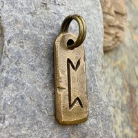 Perthro Rune, Nordic Runes, Bronze Rune Pendant, Viking Runes, Rune Charms, Rune Jewelry, Nordic Jewelry, Elder Futhark, Viking Jewelry