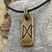 Dagaz Rune, Bronze Rune Charm, Hand Carved, Viking Norse Jewelry, Men Women, Elder Futhark, Norse Pendant Necklace, Ancient Pagan Symbols