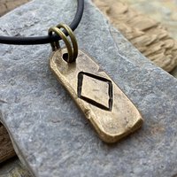 Ingwaz Rune, Bronze Rune Charm, Hand Carved, Viking Pendant, Men Women, Elder Futhark, Norse Nordic Gifts, Leather & Vegan Necklace Cords