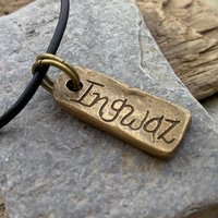 Ingwaz Rune, Bronze Rune Charm, Hand Carved, Viking Pendant, Men Women, Elder Futhark, Norse Nordic Gifts, Leather & Vegan Necklace Cords