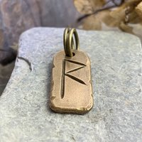 Raido Rune, Raidho Bronze Rune Charm, Viking Rune Jewelry, Men's Rune Jewelry, Nordic Gifts, Hand Carved Elder Futhark, Leather Vegan Cords