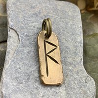 Raido Rune, Raidho Bronze Rune Charm, Viking Rune Jewelry, Men's Rune Jewelry, Nordic Gifts, Hand Carved Elder Futhark, Leather Vegan Cords
