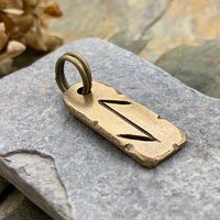 Eihwaz Rune, Bronze Charm Pendant, Men's Viking Jewelry, Handmade Hand-carved, Unisex Charms, Ancient Pagan, Norse Nordic Gifts, Cords Chain