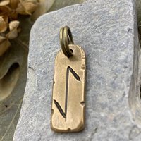 Eihwaz Rune, Bronze Charm Pendant, Men's Viking Jewelry, Handmade Hand-carved, Unisex Charms, Ancient Pagan, Norse Nordic Gifts, Cords Chain
