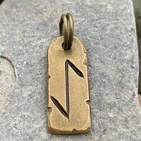 Eihwaz Rune, Bronze Charm Pendant, Men's Viking Jewelry, Handmade Hand-carved, Unisex Charms, Ancient Pagan, Norse Nordic Gifts, Cords Chain