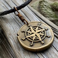 Compass Rose Charm, Bronze Compass Necklace, Nautical Sailing Gifts, Protection Guidance Talisman, Men's Jewelry, Grad Gifts, Handmade Art