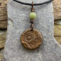 Claddagh Irish Charm, Copper Wax Seal Necklace, Connemara Marble, Irish Celtic Jewelry, Love Loyalty Friendship, Symbols of Ireland