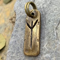 Algiz Rune, Bronze Rune Charm, Hand-Carved, Viking Pendant, Nordic Norse Jewelry, Elder Futhark, Leather & Vegan Cords, Unisex Jewelry