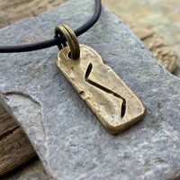 Sowilo Rune, Bronze Rune Pendant, Viking Jewelry, Viking Runes, Men's Rune Jewelry, Rune Jewelry, Nordic Jewelry, Elder Futhark, Sowilo Rune