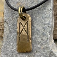 Mannaz Rune, Bronze Rune Charms, Handcrafted, Men Women Viking Necklaces, Nordic Norse Jewelry, Elder Futhark, Ancient Pagan, Necklace Cords