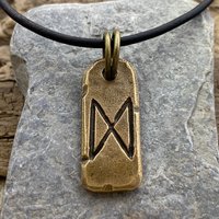 Dagaz Rune, Bronze Rune Charm, Hand Carved, Viking Norse Jewelry, Men Women, Elder Futhark, Norse Pendant Necklace, Ancient Pagan Symbols