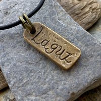 Laguz Rune, Bronze Rune Charm, Hand Carved, Viking Necklace, Men Women, Elder Futhark, Ancient Pagan, Leather & Vegan Necklace Cords