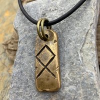 Othala Rune, Bronze Rune Charm, Hand Carved, Recycled Metal, Viking Pendant, Men Women, Elder Futhark, Ancient Pagan Symbols, Norse Nordic