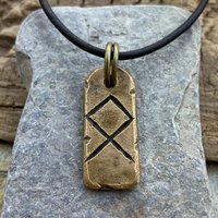 Othala Rune, Bronze Rune Charm, Hand Carved, Recycled Metal, Viking Pendant, Men Women, Elder Futhark, Ancient Pagan Symbols, Norse Nordic
