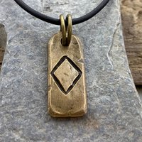 Ingwaz Rune, Bronze Rune Charm, Hand Carved, Viking Pendant, Men Women, Elder Futhark, Norse Nordic Gifts, Leather & Vegan Necklace Cords
