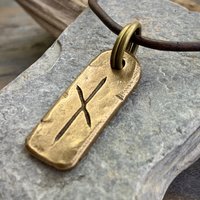 Nauthiz Rune, Bronze Charm, Men's Rune Jewelry, Nauthiz Nordic Rune, Elder Futhark, Viking Jewelry, Hand Carved, Soul Harbor Jewelry