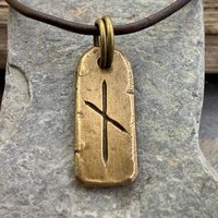Nauthiz Rune, Bronze Charm, Men's Rune Jewelry, Nauthiz Nordic Rune, Elder Futhark, Viking Jewelry, Hand Carved, Soul Harbor Jewelry