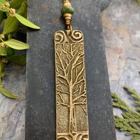 Tree of Life, Bronze Pendant, Connemara Marble, Irish Celtic Jewelry, Long Tree Necklace, Celtic Spirals, Hand Carved, Soul Harbor Jewelry