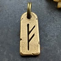 Fehu Rune, Nordic Runes, Bronze Rune Pendant, Viking Runes, Rune Charms, Men's Necklaces, Nordic Jewelry, Elder Futhark, Viking Jewelry
