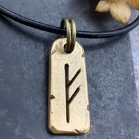 Fehu Rune, Nordic Runes, Bronze Rune Pendant, Viking Runes, Rune Charms, Men's Necklaces, Nordic Jewelry, Elder Futhark, Viking Jewelry