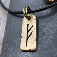 Fehu Rune, Nordic Runes, Bronze Rune Pendant, Viking Runes, Rune Charms, Men's Necklaces, Nordic Jewelry, Elder Futhark, Viking Jewelry