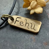 Fehu Rune, Nordic Runes, Bronze Rune Pendant, Viking Runes, Rune Charms, Men's Necklaces, Nordic Jewelry, Elder Futhark, Viking Jewelry
