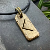 Kenaz Rune Charm, Kennaz Bronze Pendant, Men's Viking Jewelry, Norse Gifts, Elder Futhark, Handmade Art, Hand Carved, Soul Harbor Jewelry