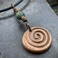 Trinity Knot Charm, Triquetra, Copper Wax Seal Charm, Connemara Marble, Irish Celtic, Leather & Vegan Cords, Handmade, Wired Bead Jewelry