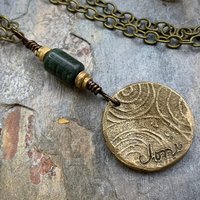 Celtic Tree of Life Charm, Bronze Pendant, Connemara Marble, Irish Celtic Jewelry, Hand Carved Art, Crann Bethadh, Leather & Vegan Cords