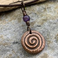 Thistle of Scotland, Copper Wax Seal Charm, Amethyst Bead, Scottish Thistle, Outlander Jewelry, Leather & Vegan Cords, Soul Harbor Jewelry