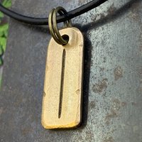 Isa Rune Charm, Bronze Rune Pendant, Viking Jewelry, Hand Carved, Elder Futhark, Germanic Runes, Leather & Vegan Cords, Norse Nordic Odin
