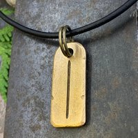 Isa Rune Charm, Bronze Rune Pendant, Viking Jewelry, Hand Carved, Elder Futhark, Germanic Runes, Leather & Vegan Cords, Norse Nordic Odin