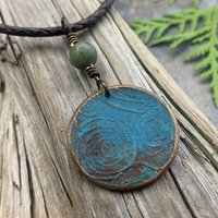 Triskele Pendant, Triskelion, Triple Spiral, Copper Patina, Irish Celtic Jewelry, Connemara Marble, Pagan Wicca, Triple Goddess Charm