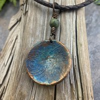 Triskele Pendant, Triskelion, Triple Spiral, Copper Patina, Irish Celtic Jewelry, Connemara Marble, Pagan Wicca, Triple Goddess Charm