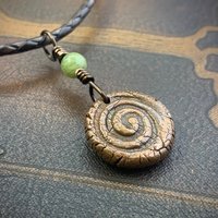 Triskele Copper Necklace, Connemara Marble, Wax Seal Charm, Irish Celtic Symbols, Triple Spiral, Triskelion, Pagan Jewelry, 7th Anniversary