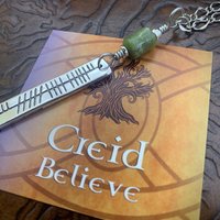 Creid Ogham Necklace, Believe Bar Charm, Sterling Silver, Connemara Marble, Irish Celtic Jewelry, Hand Carved, Believe In, Art Jewelry